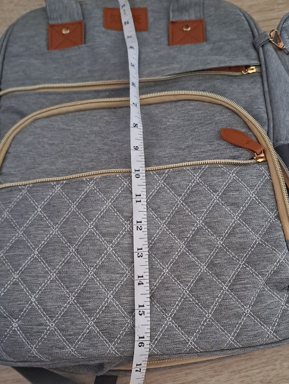 SUNSHINE Gray Baby Backpack with Tan Accents - Picture 12 of 13